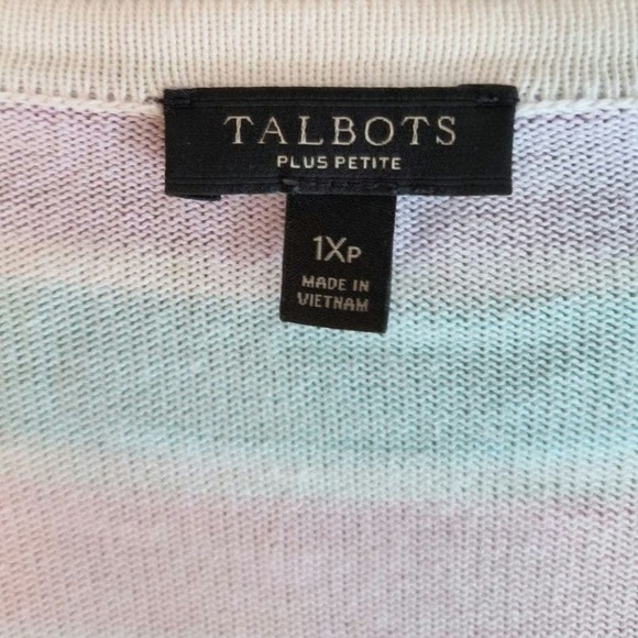 Talbots 3/4 Sleeve Cardigan Wmn's Sz 1XP Multicolor Striped Button up Sweater - Picture 2 of 11